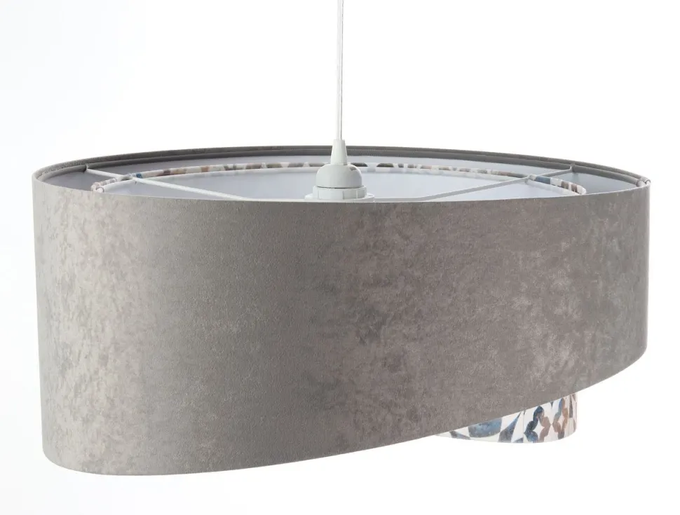 Pendelleuchte E27 rund Ø 50 cm Stoff Velours Optik Grau Beige