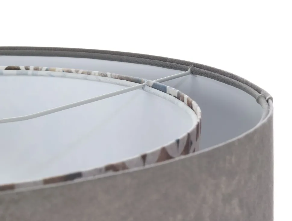 Pendelleuchte E27 rund Ø 50 cm Stoff Velours Optik Grau Beige