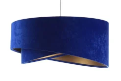 Pendelleuchte E27 rund Ø 50 cm Blau Gold Stoff Velours Optik