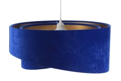 Pendelleuchte E27 rund Ø 50 cm Blau Gold Stoff Velours Optik