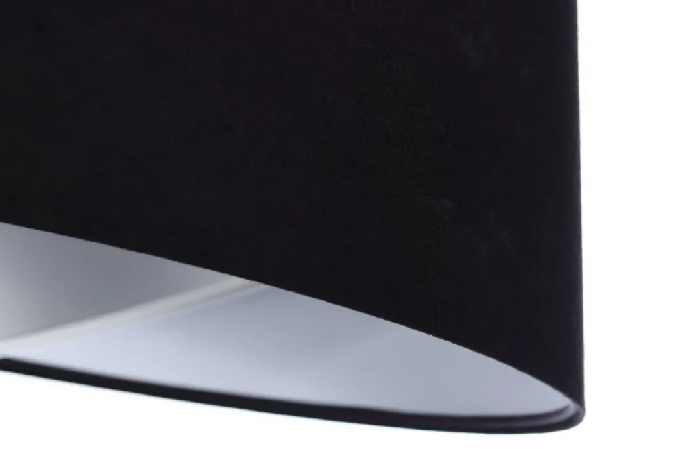 Pendelleuchte E27 rund D: 50 cm Stoff Schwarz Silber Weiß