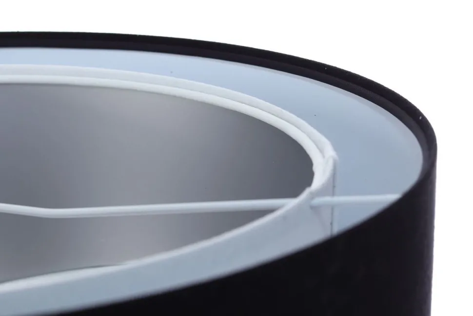 Pendelleuchte E27 rund D: 50 cm Stoff Schwarz Silber Weiß