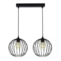 Pendelleuchte E27 Schwarz Metall 2-flammig L:60 cm