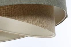 Pendelleuchte E27 Stoffschirm Ø 50 cm Grün Beige verstellbar
