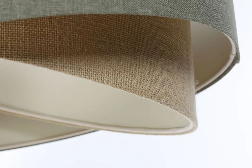 Pendelleuchte E27 Stoffschirm Ø 50 cm Grün Beige verstellbar