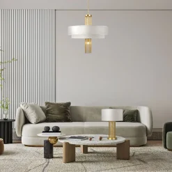 Pendelleuchte Edelstahl Stoff E14 Ø 68 cm rund Modern