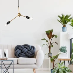 Pendelleuchte Esstisch in Gold Metall Wohnzimmer