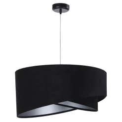 Pendelleuchte Esstisch Schwarz Silber Stoff Ø50cm