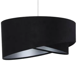 Pendelleuchte Esstisch Schwarz Silber Stoff Ø50cm