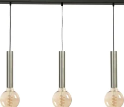 Pendelleuchte Esszimmer Metall 3-flammig Nickel Schwarz