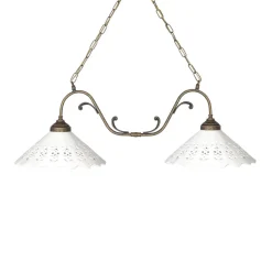 Pendelleuchte 2-flammig B: 83,5 cm Keramik Messing E27