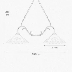 Pendelleuchte 2-flammig B: 83,5 cm Keramik Messing E27