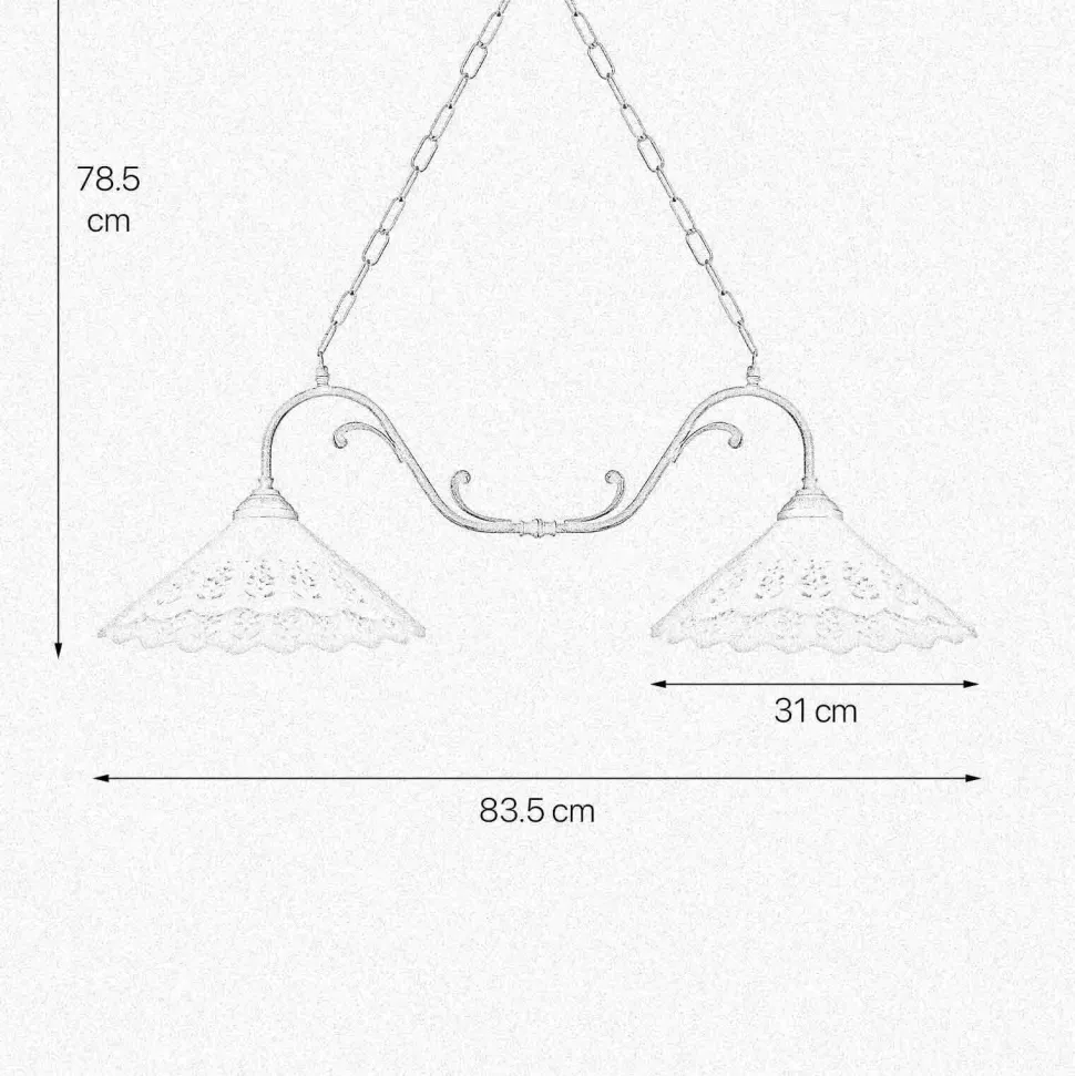 Pendelleuchte 2-flammig B: 83,5 cm Keramik Messing E27