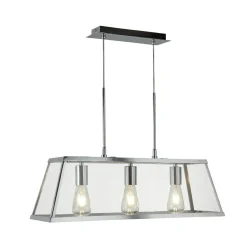 Pendelleuchte 3-flammig Chrom Klar E27 Glas Metall