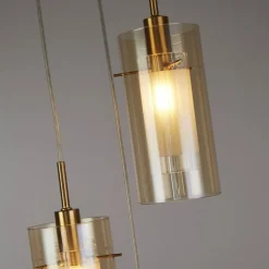 Pendelleuchte 3-flammig E14 D: 26 cm Glas Metall Modern