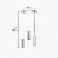 Pendelleuchte 3-flammig E27 Messing Eisen in Schwarz Bronze