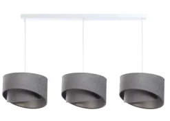 Pendelleuchte 3-flammig in Weiß Grau Silber E27 Stoff