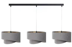 Pendelleuchte 3-flammig Schwarz Grau Gold E27 Velours Optik