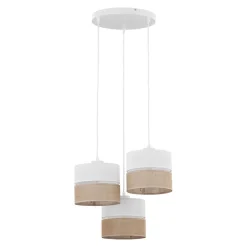 Pendelleuchte 3-flammig Stoff Jute Boho E27 Modern