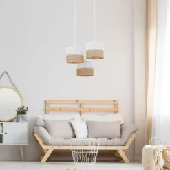 Pendelleuchte 3-flammig Stoff Jute Boho E27 Modern