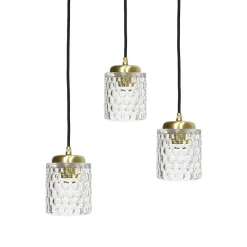 Pendelleuchte 3-flammig verstellbar Messing Eisen Glas Ø 45 cm