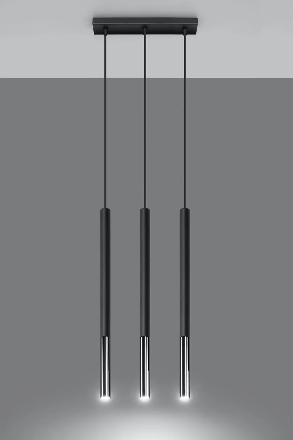 Pendelleuchte GALKA 3-flammig verstellbar Schwarz Chrom