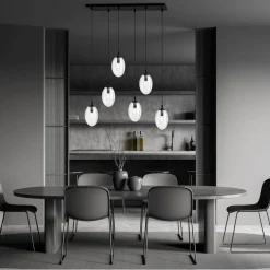 Pendelleuchte Glas 70 cm breit Schwarz Transparent E14