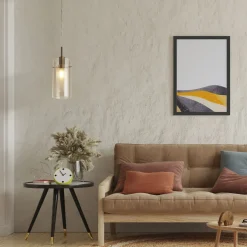 Pendelleuchte Glas E14 D: 13 cm in Messing Champagner