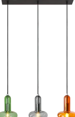 Pendelleuchte Glas Grün Rauchgrau Bernstein E14 65 cm