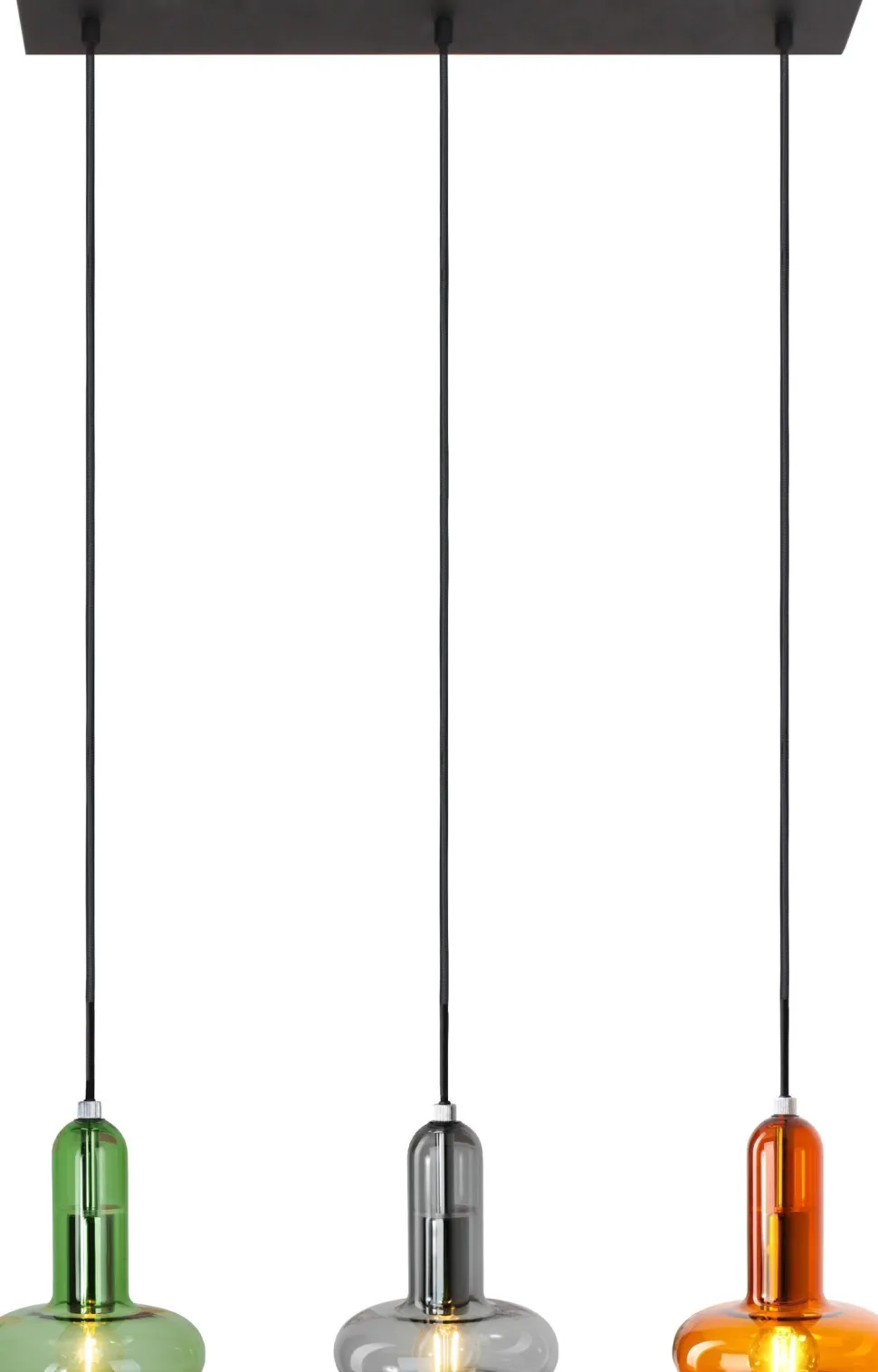 Pendelleuchte Glas Grün Rauchgrau Bernstein E14 65 cm