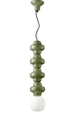 Pendelleuchte Glas Keramik E14 Grün Weiß Retro