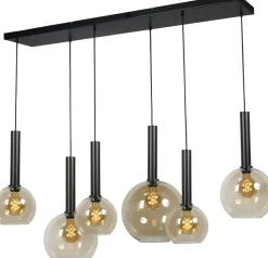 Pendelleuchte Glas Metall verstellbar 6-flammig E27