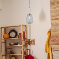 Pendelleuchte Glas Metall Ø 24 cm H: 1,3 m verstellbar E27