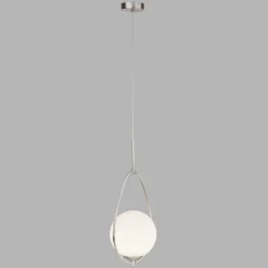 Pendelleuchte Glas Metall E27 in Silber Weiß Jugendstil