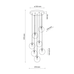 Pendelleuchte Glas Metall H: max. 97 cm verstellbar 7x G9