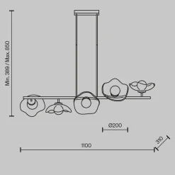 Pendelleuchte Glas Metall G9 H: max. 84,4 cm in Messing