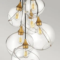 Pendelleuchte Glas Metall E27 B: 58,9 cm Kugelschirm