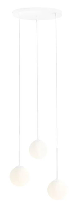 Pendelleuchte Glas Metall Modern 3-flammig E14 in Weiß