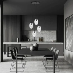 Pendelleuchte Glas Metall verstellbar 4-flammig E14