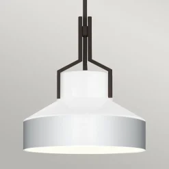 Pendelleuchte Glas Metall E27 in Bronze Antik Weiß