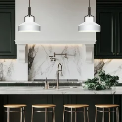 Pendelleuchte Glas Metall E27 in Bronze Antik Weiß