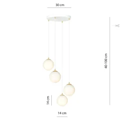 Pendelleuchte Glas Metall 4x E14 Weiß Gold verstellbar
