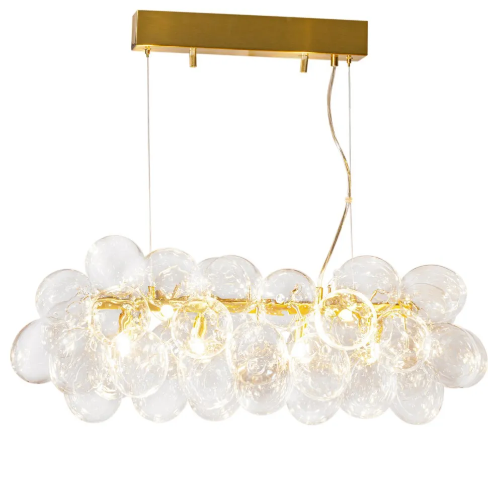 Pendelleuchte Glas Metall L: 80 cm H: max. 120 cm in Gold