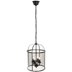 Pendelleuchte Glas Metall Schwarz Rauchgrau B:31 cm E14