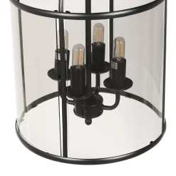 Pendelleuchte Glas Metall Schwarz Rauchgrau B:31 cm E14