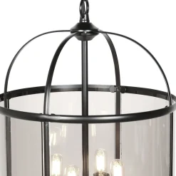 Pendelleuchte Glas Metall Schwarz Rauchgrau B:31 cm E14