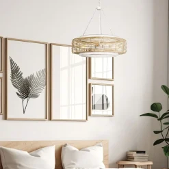 Pendelleuchte Glas Seil Metall E27 D: 50,4 cm rund 4x E27