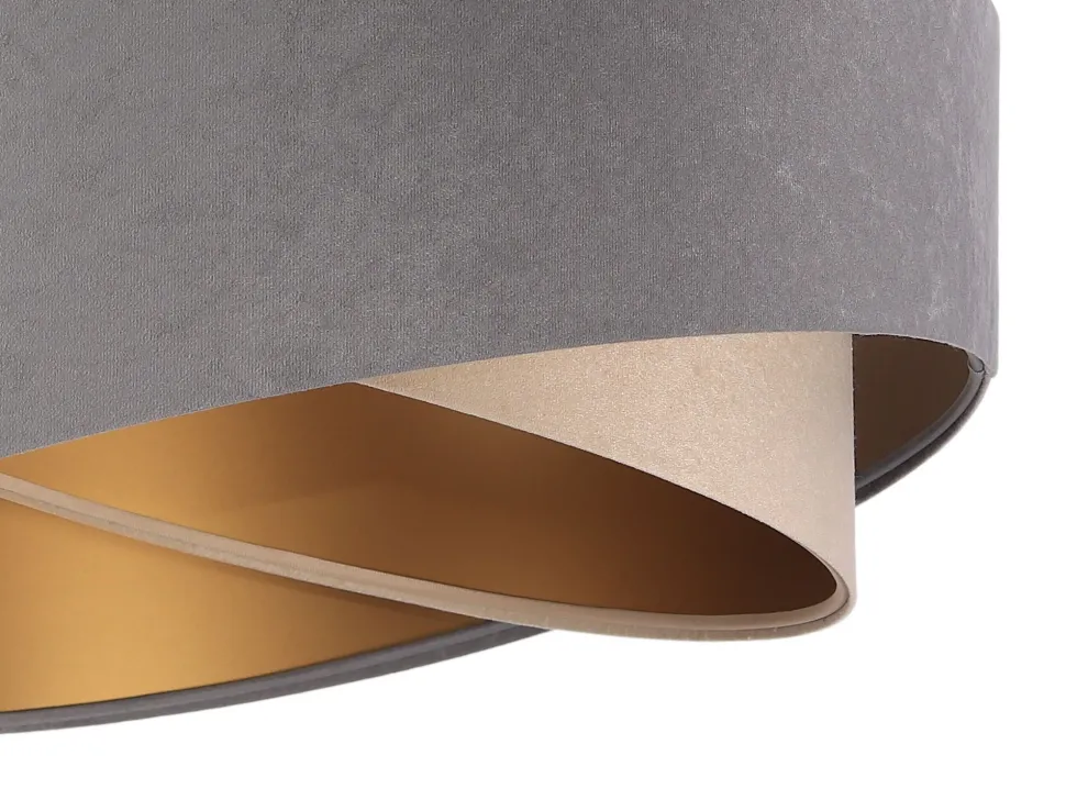 Pendelleuchte Grau Beige Gold Ø50cm Stoff Esstisch