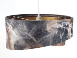 Pendelleuchte Grau Gold E27 rund D: 50 cm E27 Stoffschirm