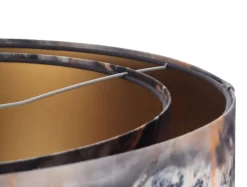 Pendelleuchte Grau Gold E27 rund D: 50 cm E27 Stoffschirm